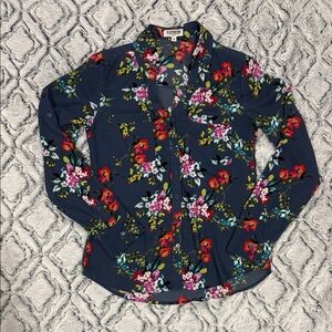 Express Floral Blouse - Navy, Red, Yellow